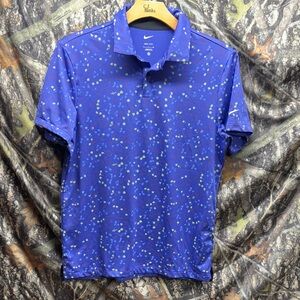 Nike Men's Blue Polo with Green Accents